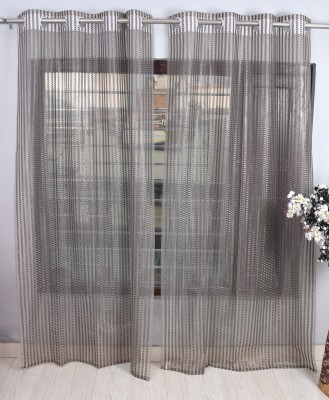 Homefab India 183 cm (6 ft) Tissue Semi Transparent Shower Curtain (Pack Of 2)(Solid, Grey)
