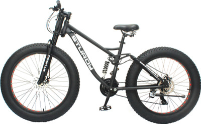 STURDY DUAL SUSPENSION FAT MOUNTAIN BIKE WITH 26X4 INCH WHEELS...