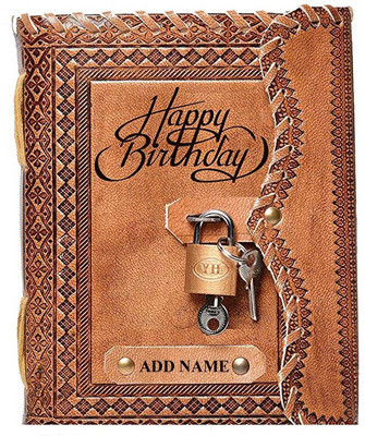 Rjkart NAME Embossed Happy Birthday Gift A5 Diary unruled 200 Pages(Brown)