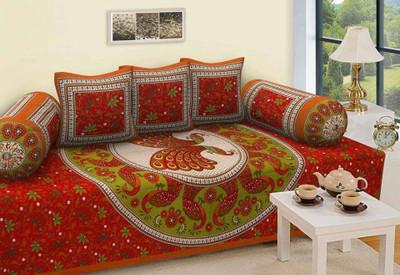 Shreejee Cotton Floral Diwan Set(Red)
