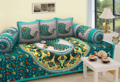 Shreejee Cotton Floral Diwan Set(Green)