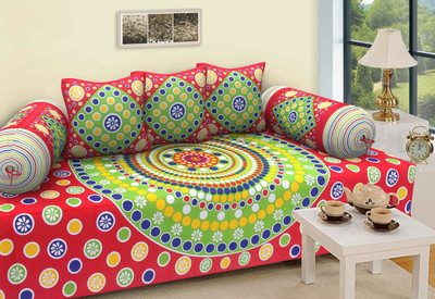 Shreejee Cotton Floral Diwan Set(Red)