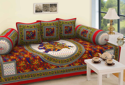 Shreejee Cotton Floral Diwan Set(Red)