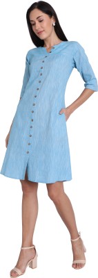 Leofab Women Shirt Blue Dress