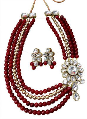 JN Handicraft Alloy Maroon Jewellery Set(Pack of 1)
