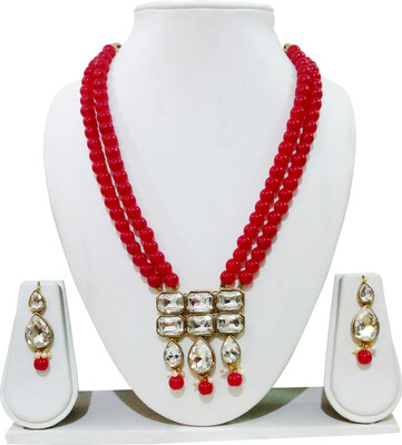 JN Handicraft Alloy Red Jewellery Set(Pack of 1)
