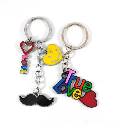 Isk mini haert smiley with True love metal multicolor keychain Key Chain