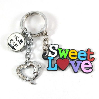 Isk fish heart silver MR Right with Sweet Love keychain Key Chain