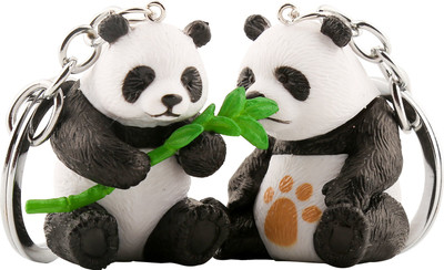 RainSound Cute Panda 3D Green ( Pack of 2 ) Key Chain