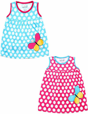 babeezworld Girls Mini/Short Casual Dress(Multicolor, Sleeveless)