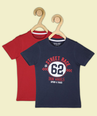 Miss & Chief Boys Printed Pure Cotton T Shirt(Multicolor, Pack of 2) Miss & Chief Boys Printed Pure Cotton T Shirt(Multicolor, Pack of 2)