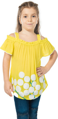 Cherry Crumble by Nitt Hyman Baby Girls Casual Cotton Blend Top(Yellow, Pack of 1)