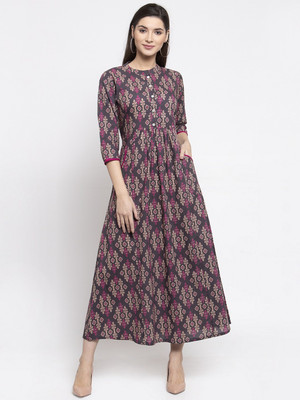 indibelle Women Printed Flared Kurta(Multicolor)