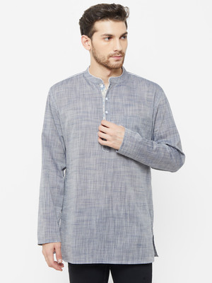 Arch Element Men Solid Straight Kurta(Grey)