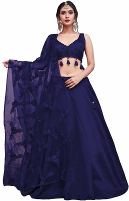 Omstar Fashion Self Design Semi Stitched Lehenga Choli(Blue)