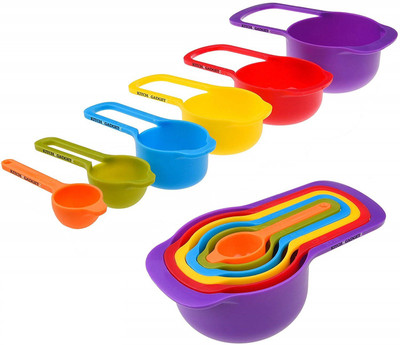 dx mart 009876 Baking Measurement Measuring Cups And Spoons Set 8 Pcs Plastic Measuring Spoon Set (Pack of 8) Measuring Cup Set(250 ml)