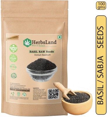 HerbsLand Basil Seeds / Tukmariya / Sabja / Bapji Seed for Protein | Iron | Folic acid and Dietary Fibre |Calcium | Anti Oxidents for Weight Loss seed Seed(100 per packet)