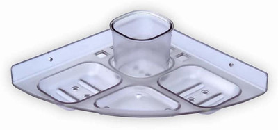 skm Toothbrush Stand Soap Stand Corner Shelf 9 X 9 Inches Acrylic Wall Shelf (Number of Shelves - 1) Plastic Wall Shelf(Number of Shelves - 1, Clear)