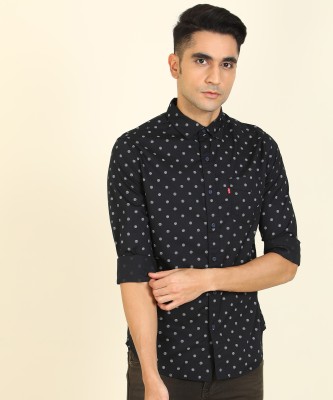 LEVI'S Men Printed Casual White, Black Shirt