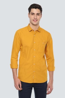 Louis Philippe Jeans Men Solid Casual Yellow Shirt