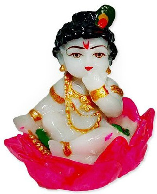 FABZONE Marble look Lord Krishna Idol Krishan statue God makhan chor / Balgobal Spiritual Puja Vastu Fegurine - Religious Pooja Gift Item Home Décor / Table / Office / Temple Decorative Showpiece - 6 cm(Marble, Multicolor)