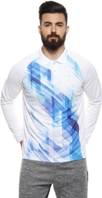 CAMPUS SUTRA Abstract Men Polo Neck White T-Shirt