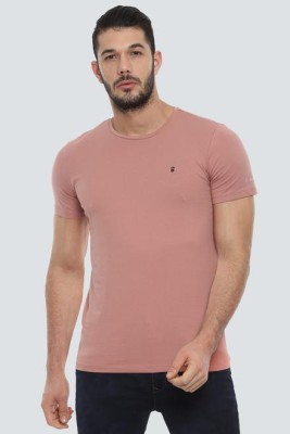 Louis Philippe Jeans Solid Men Round Neck Pink T-Shirt