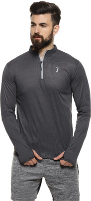CAMPUS SUTRA Solid Men Polo Neck Grey T-Shirt