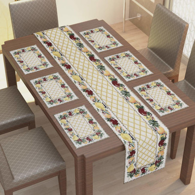 Benchmark Rectangular Pack of 7 Table Placemat(Yellow, Cotton)