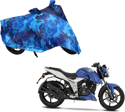 WolkomHome Waterproof Two Wheeler Cover for TVS(Apache RTR 160 4V, Blue, Black)