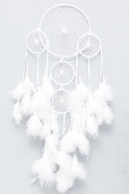 Pentbuns White Dream Catcher Decorative Showpiece  -  51 cm(Brass, Fabric, White)
