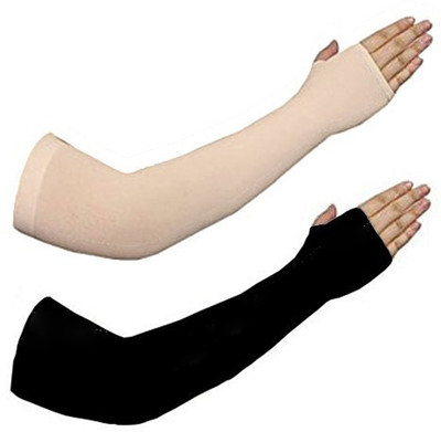 Aadikart Nylon Arm Sleeve For Men & Women(XL, Black, Beige)