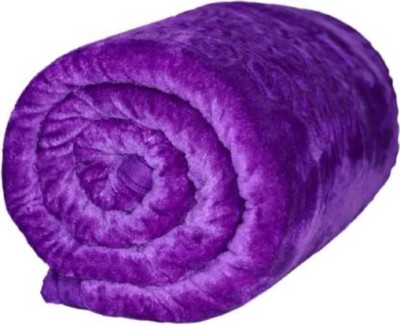 MANVIKA Floral Double Mink Blanket for  AC Room(Woollen Blend, Blue)