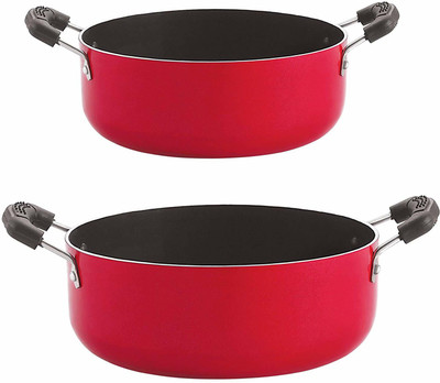 NIRLON Non-Stick Gas Compatible Casserole 2 Piece Cookware Set Non-Stick Coated Cookware Set(PTFE (Non-stick), Aluminium, 2 - Piece)