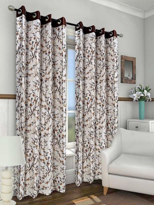 fiona creations 150 cm (5 ft) Polyester Room Darkening Window Curtain (Pack Of 2)(Floral, Blue)
