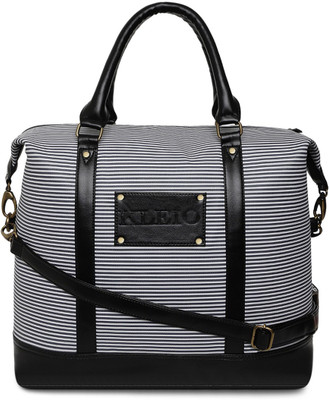 KLEIO Unisex Striped PU Leather Large Weekend Travel Multi Utility Duffle Bag Duffel Without Wheels