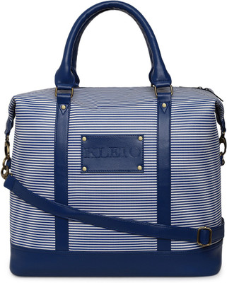 KLEIO Unisex Striped PU Leather Large Weekend Travel Multi Utility Duffle Bag Duffel Without Wheels