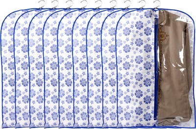 Billion Designer Flower Printed 9 Pieces Half Transparent Non Woven Men's Coat Blazer Cover (Blue) -39456 039456(Blue)
