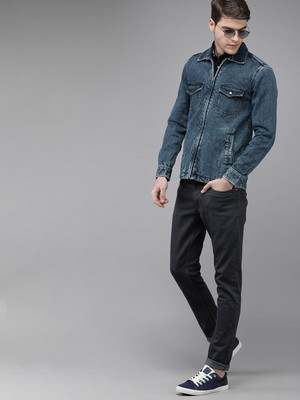 Solid styles Full Sleeve Washed Men Denim Jacket