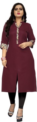 Rangrasiya Tex Women Printed Frontslit Kurta(Maroon)