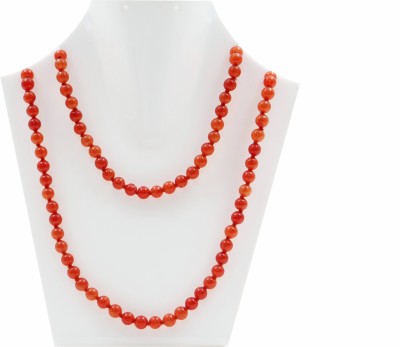 Parashara Arkam Red Hakik Mala/ Red Agate Mala/ Semi Precious Stone Mala (Size: 6mm, Length: 30 inches, Beads: 108+1) with Gaumukhi Stone Necklace