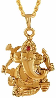 Morvi Gold Plated Brass CZ, Ganesh ji, Ganpati, Gajanand ji, Pendant locket for Men and women Gold-plated Cubic Zirconia Brass Pendant