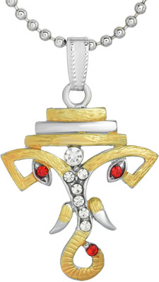 Morvi Dual Tone Plated Brass CZ, Stylish and Designer Lord Ganesh ji Ganpati Ji Face Pendant Locket For Men and Women Gold-plated Cubic Zirconia Brass Pendant