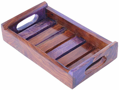 APRODZ Decorative Antique Touch Serving Tray-Teak Purple Finish Tray(Tray)