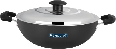 Renberg Hard Anodised with Stainless steel Lid Kadhai 26 cm with Lid (Hard Anodised)
