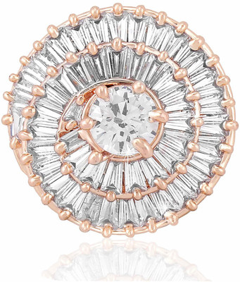 YELLOW CHIMES Elegant A5 Grade AD/American Sparkling Crystal 18K Rosegold Plated Celebrity Traditional Adjustable Rings Copper Crystal Ring