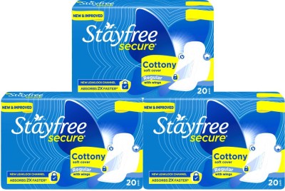 STAYFREE Secure Cottony Soft Regular Sanitary Pad(Pack of 60)
