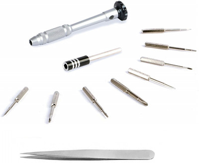 wroughton 10 in 1 Multifunctional Aluminium Alloy Screwdriver Tools Kit for Repairing Mobile Tools and Gadgets With 1 Stainless Steel Non Magnetic Tweezers- Straight Precision Screwdriver Set(Pack of 11)