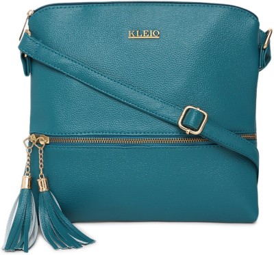 KLEIO Green Sling Bag Stylish Lightweight Tassel PU Leather Cross Body Side Sling Handbag Purse For Women Girls Ladies