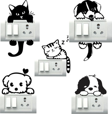 VCREATE DECOR 30 cm Dog & cat Switch Board Removable Sticker(Pack of 5)